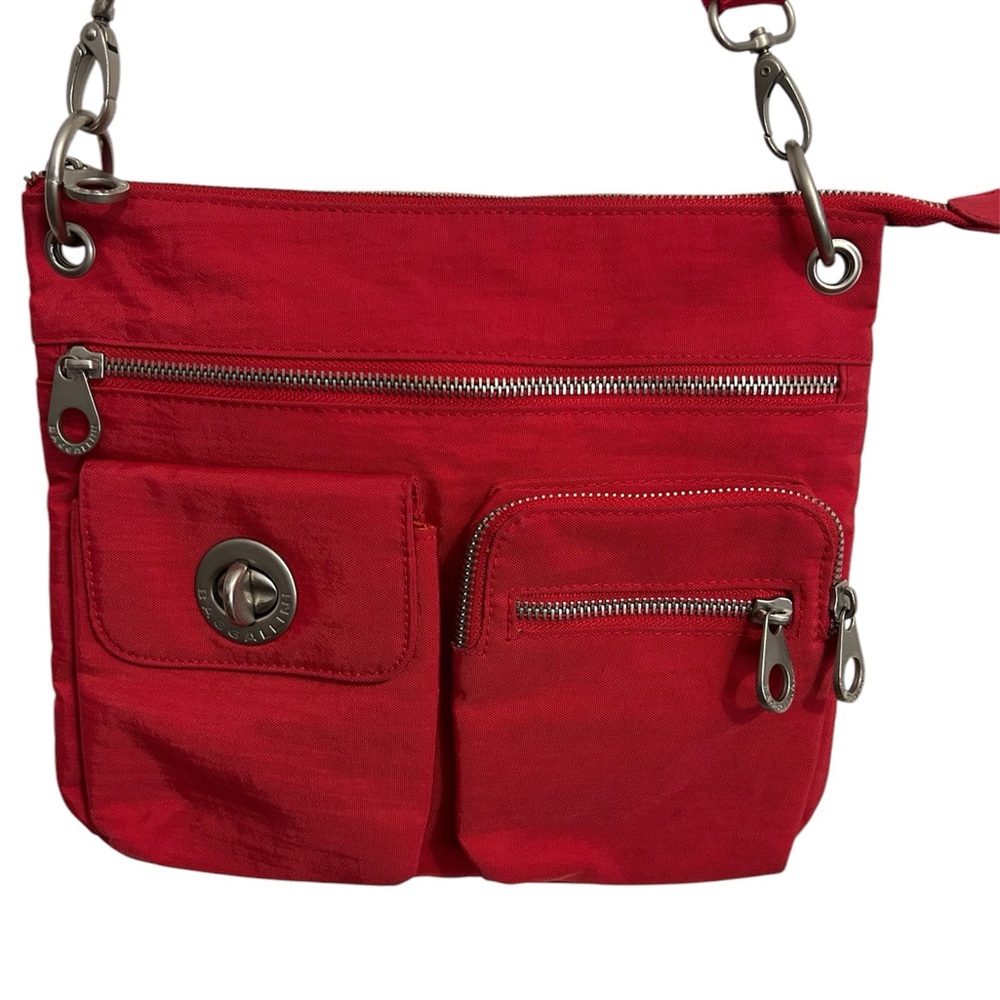 Baggallini Red Crossbody with Front Zips and Turnlock Pocket
